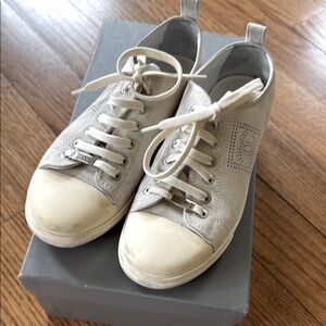 CHANEL Beige Suede & Cream Toe Cap Sneakers